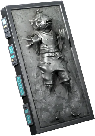 Fishstick frozen in carbonite