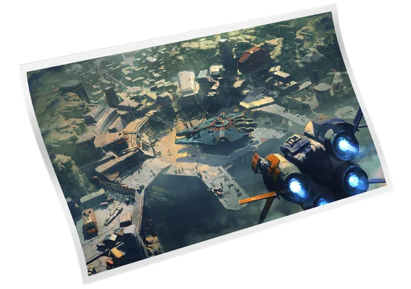 A Fortnite loading screen showing a quadjumper approaching Mersa Veta Station
